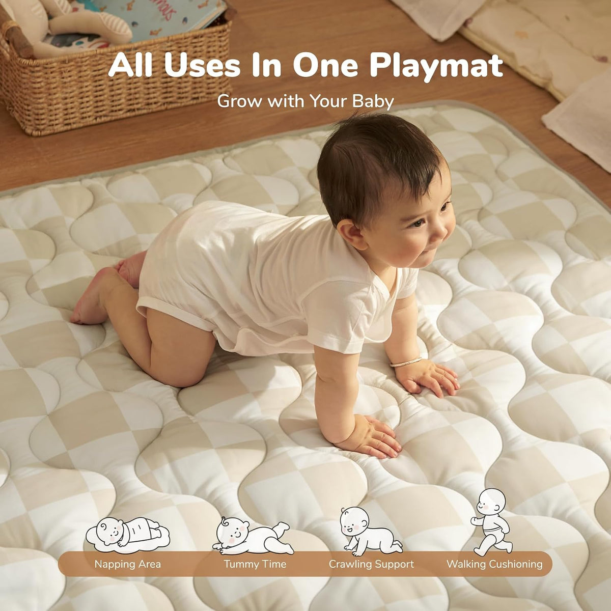 Momcozy Alfombra de juego para bebé para piso, alfombra gruesa de c...