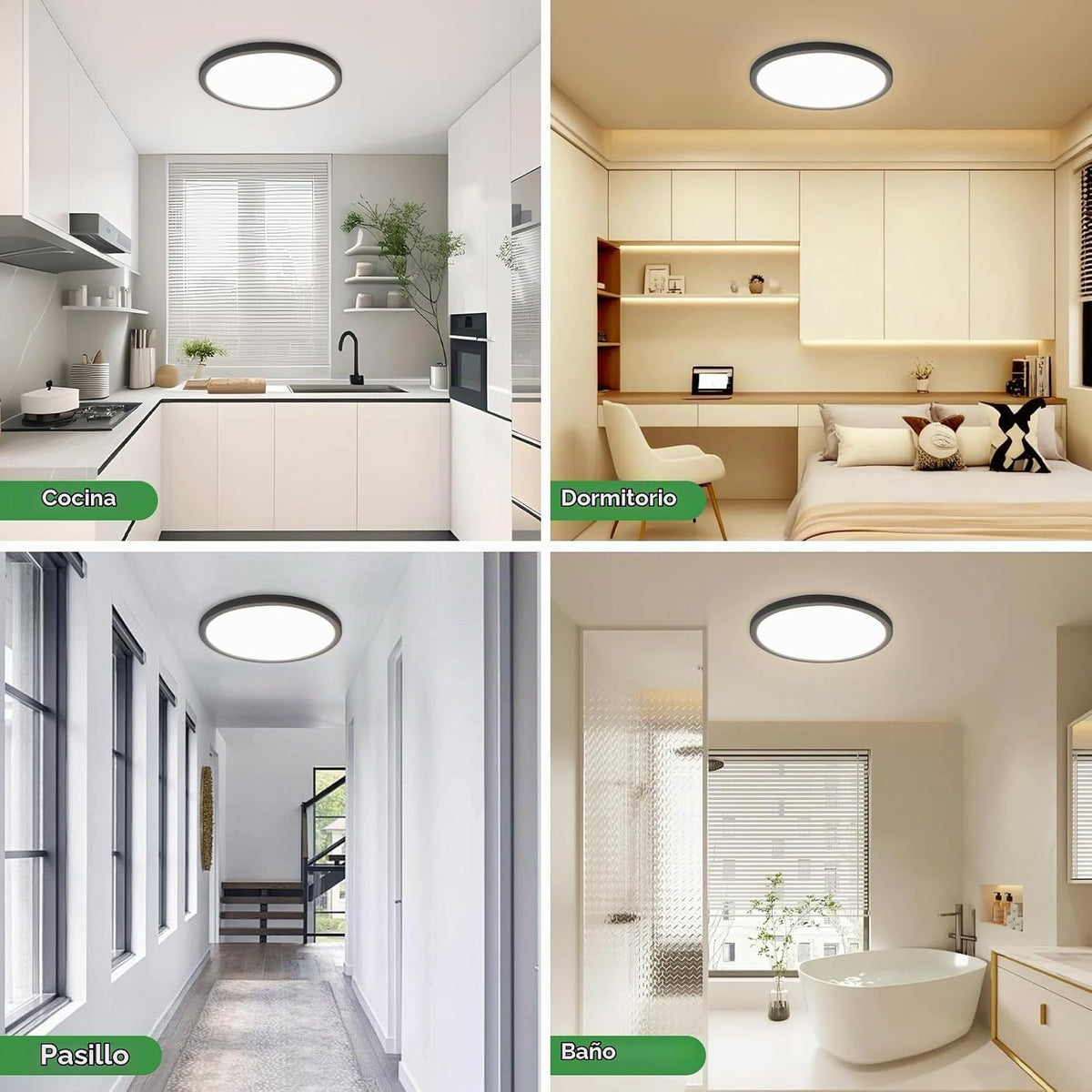 zemty Paquete de 12 luces LED de techo empotradas, 7 pulgadas, 15 W...