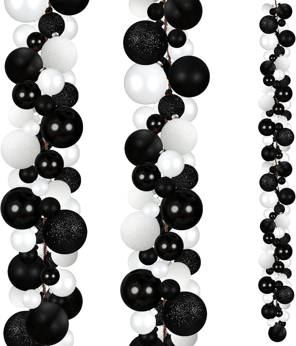 Yuxung - 2 guirnaldas de bolas de Navidad de 6 pies, color negro, b...