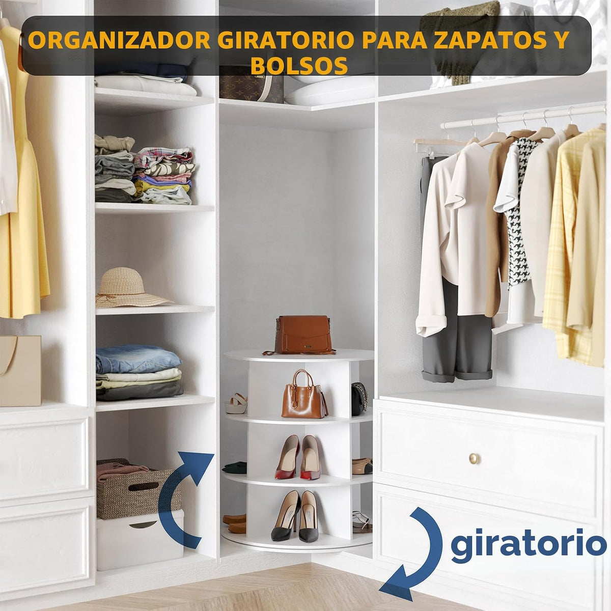 SpaceAid Torre Zapatero Giratorio de 3 Niveles, Exhibidor de Zapato...