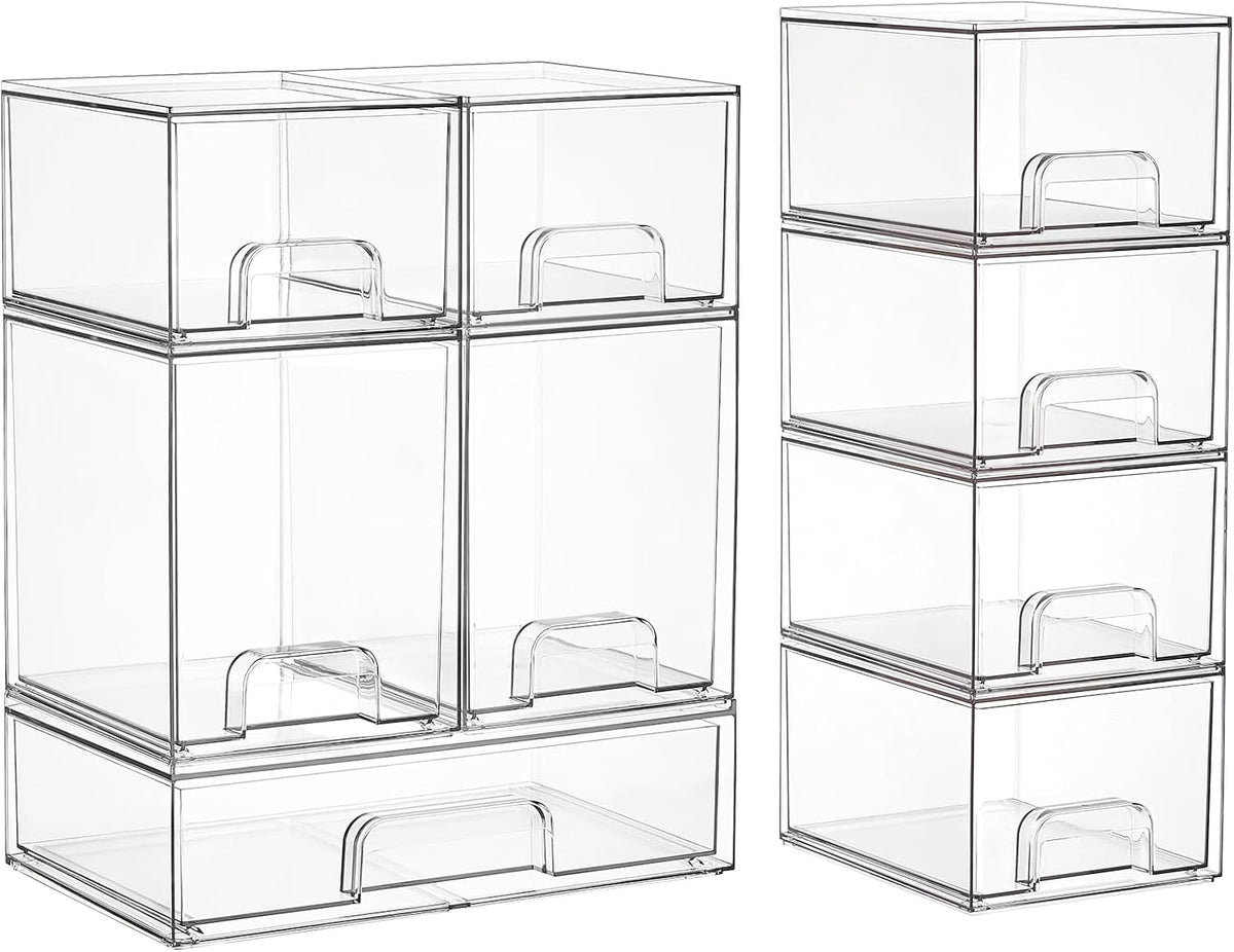 Vtopmart Juego de 9 cajones de almacenamiento apilables transparent...