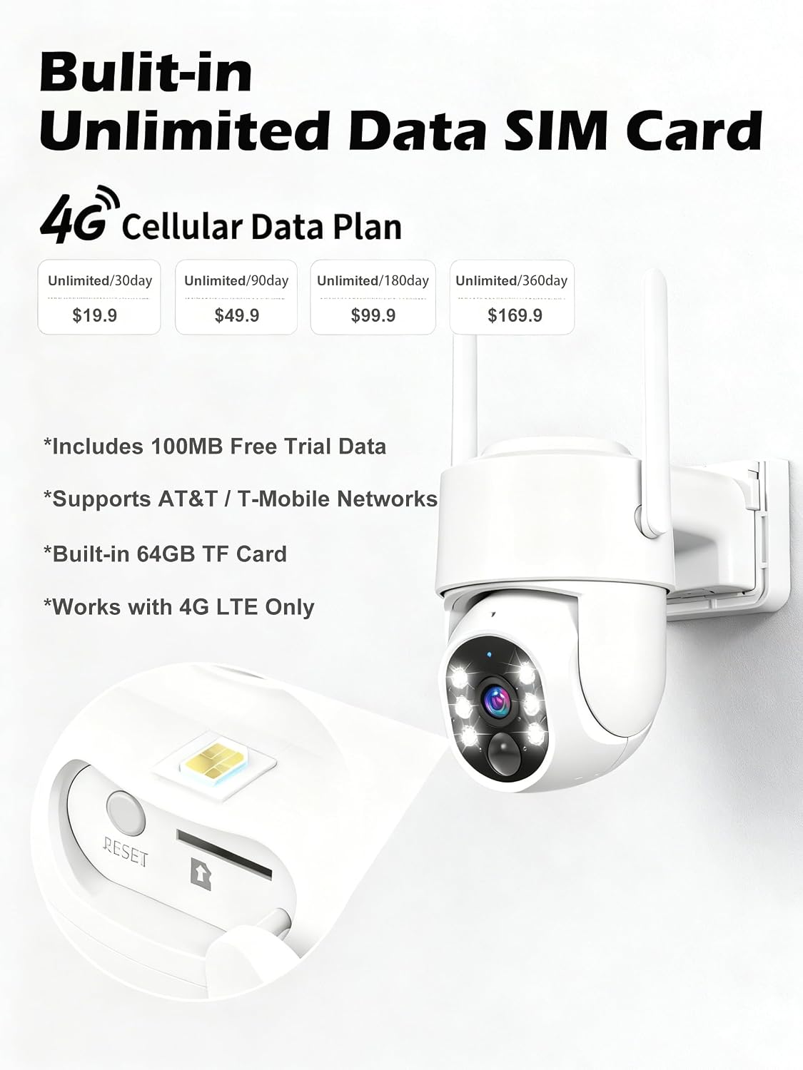 Gianteye 4G LTE cámaras de seguridad solar celulares inalámbricas a...