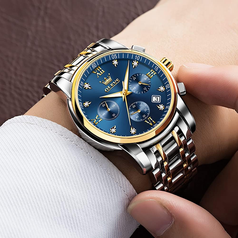 OLEVS Relojes para hombre Relojes de cronógrafo de fácil lectura lu...