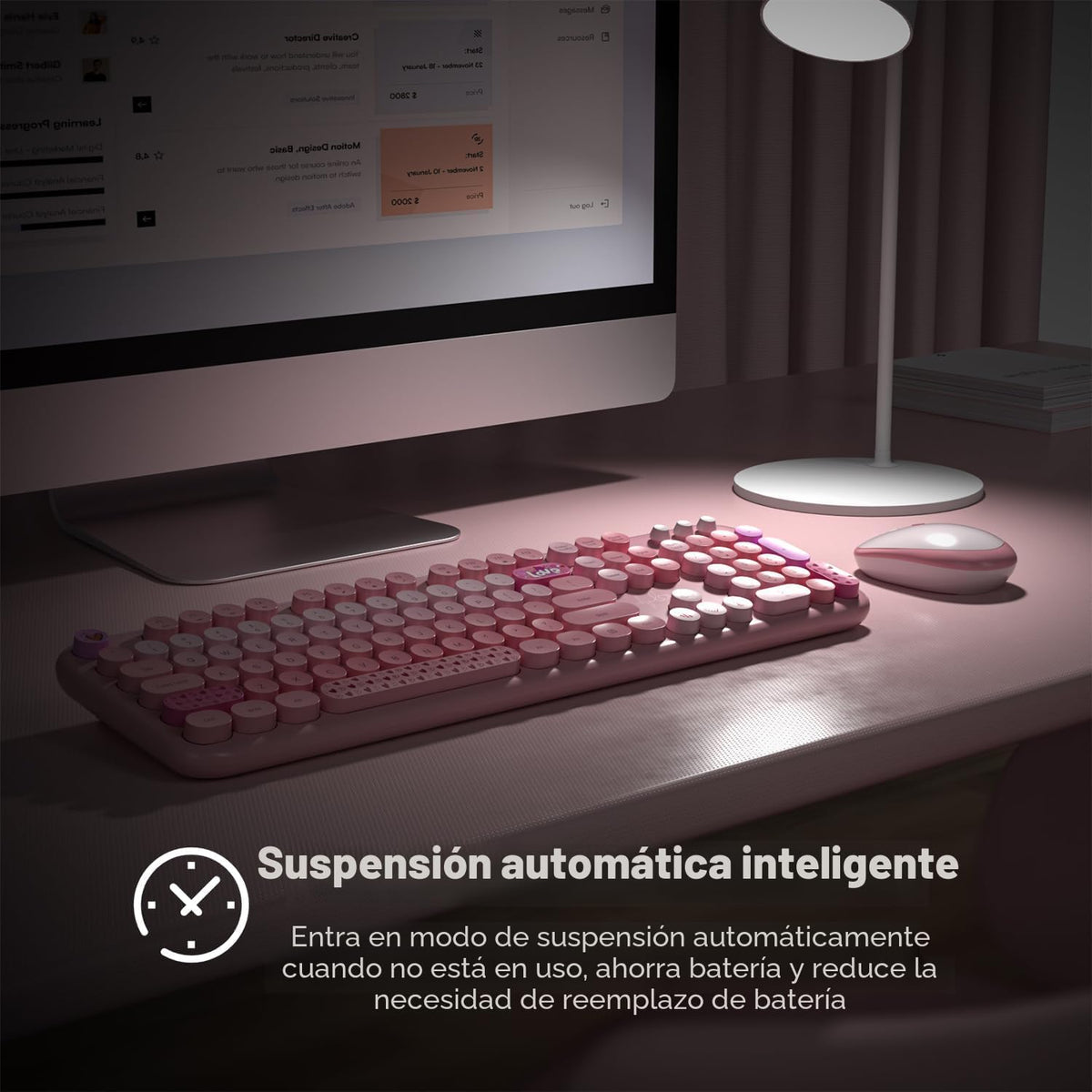 MOFII - Combo de teclado y mouse inalámbricos, teclado retro de tam...