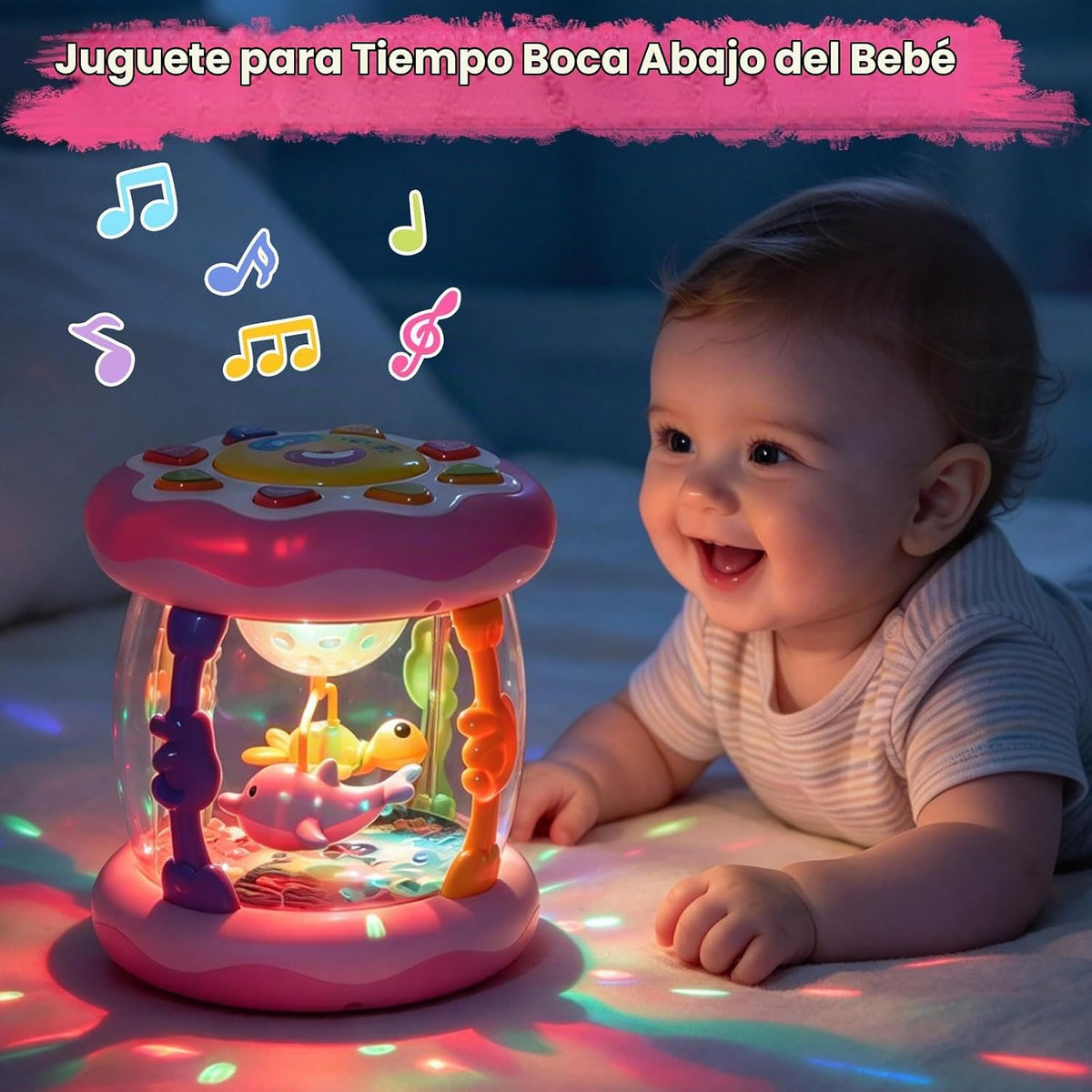 Juguetes para bebé niña, tiempo boca abajo, musical, iluminado, océ...