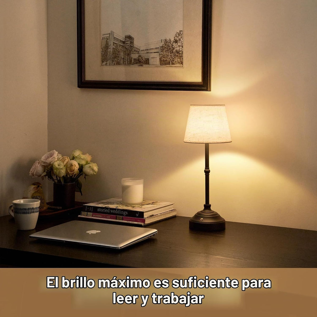 keysays Lámpara de mesa inalámbrica, lámpara de escritorio recargab...