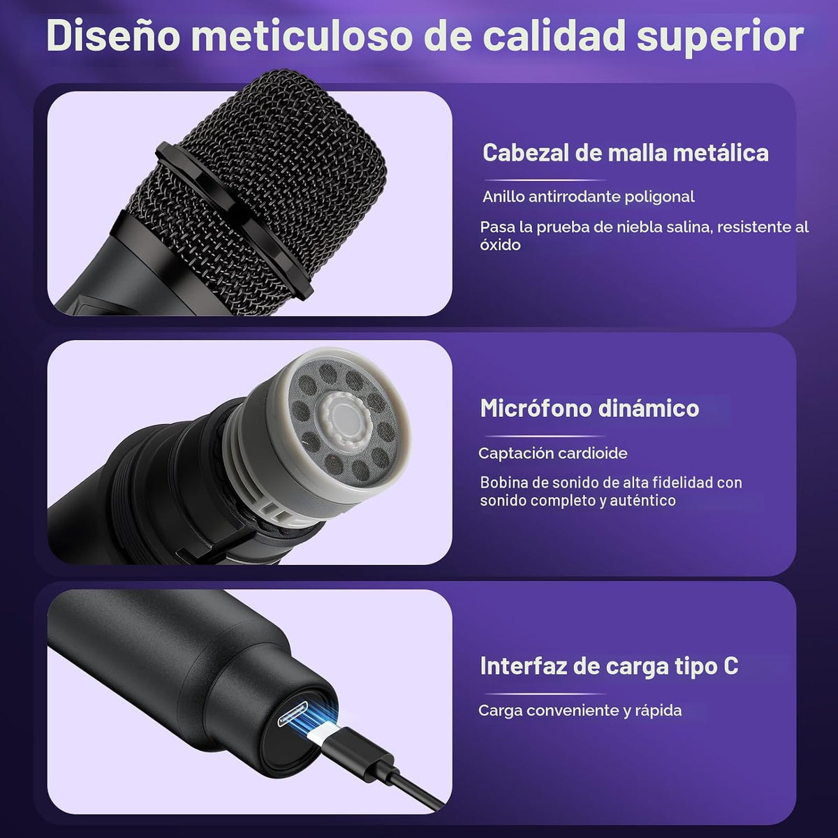 Micrófonos inalámbricos, sistema de micrófono dinámico inalámbrico...