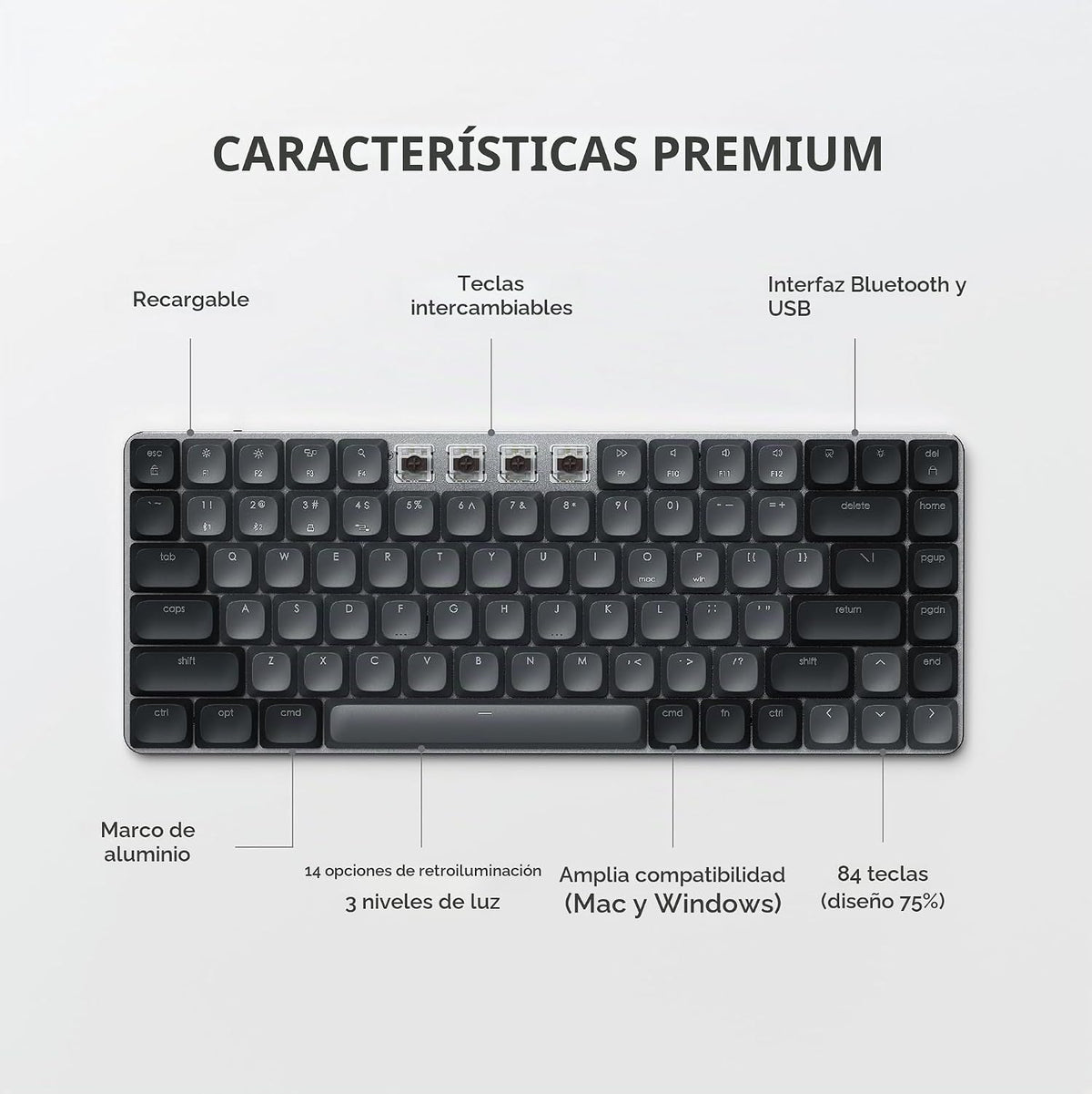 Satechi SM1 - Teclado mecánico al 75% para Mac y Windows, teclado B...
