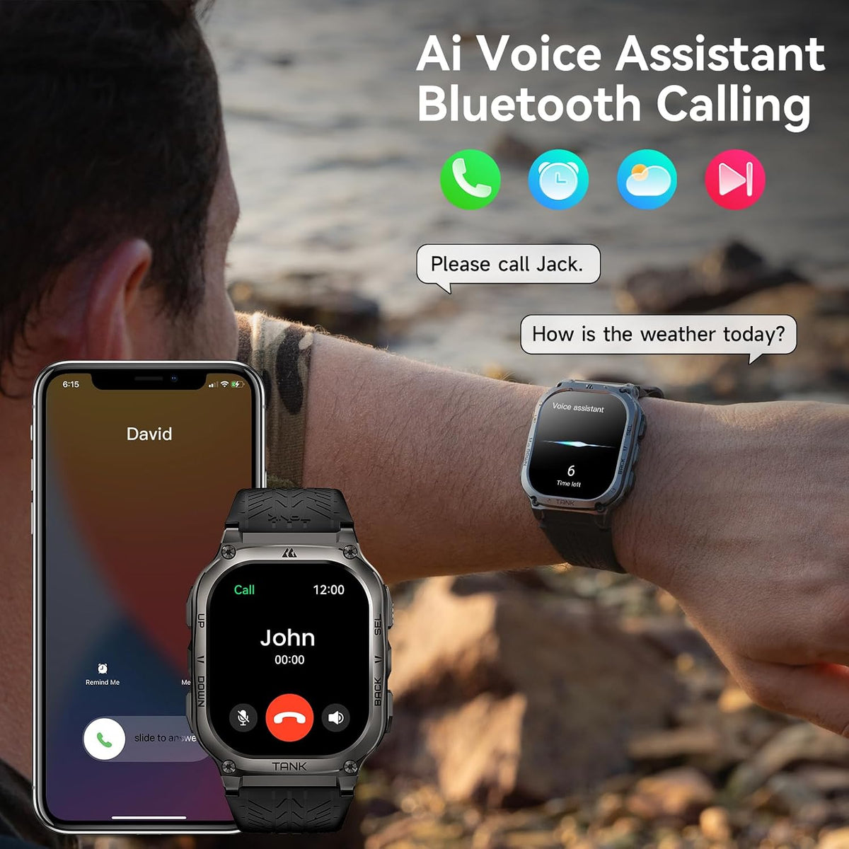 AMAZTIM Reloj Inteligente, Batería Extra Larga de 60 Días, Resisten...