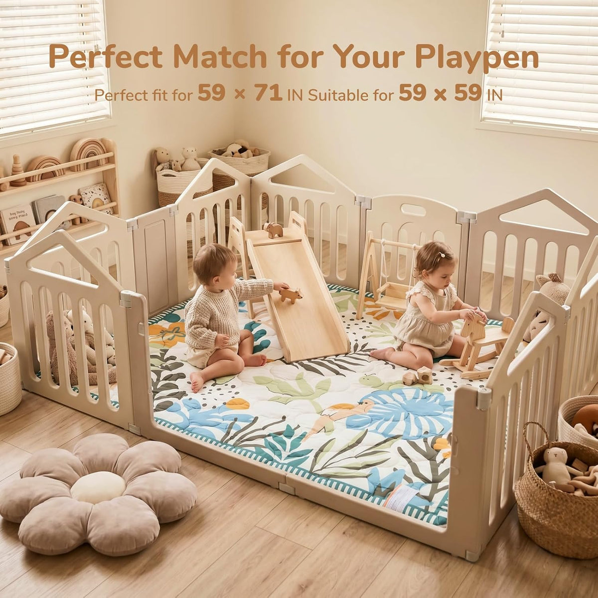 Momcozy Alfombra de juego para bebé para piso, 59 x 71 pulgadas alf...