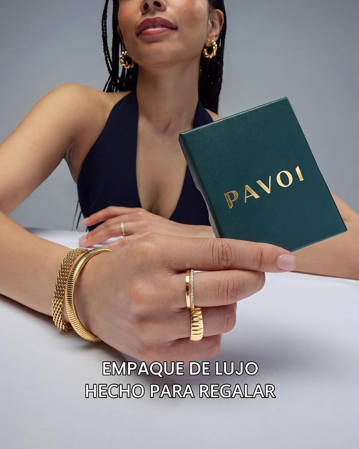 PAVOI Gargantilla de cadena graduada gruesa chapada en oro de 14 qu...