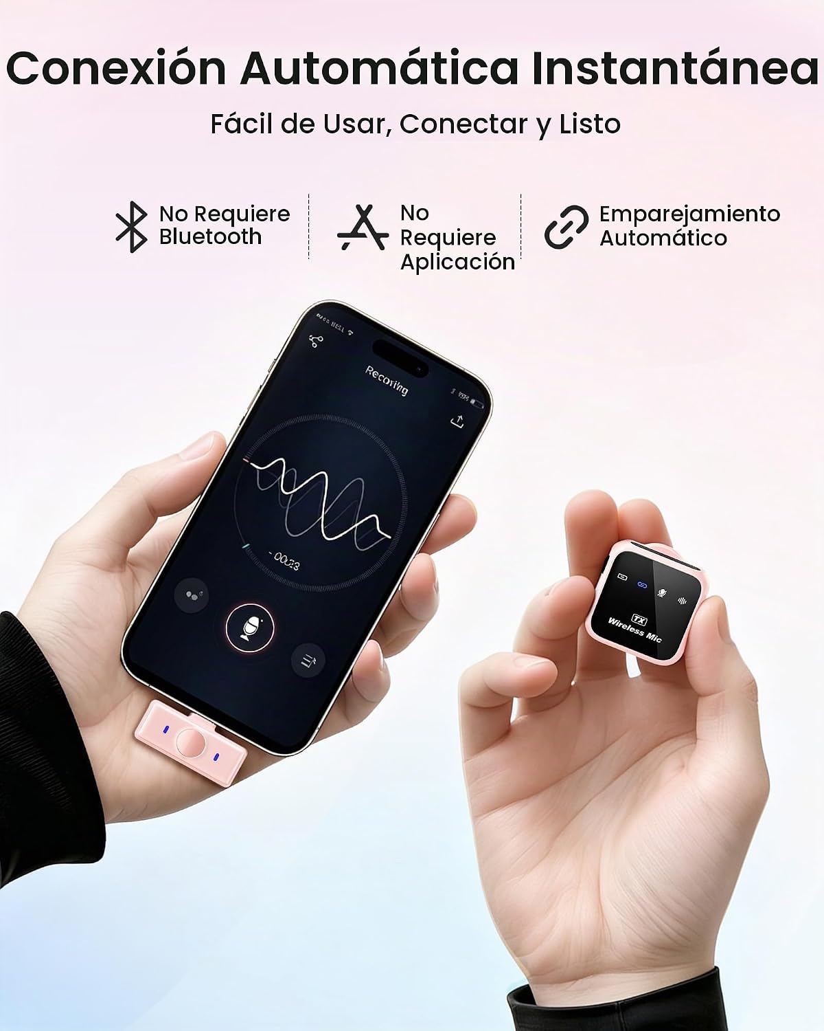 KUKIHO Micrófono Lavalier inalámbrico para iPhone, iPad y Android c...
