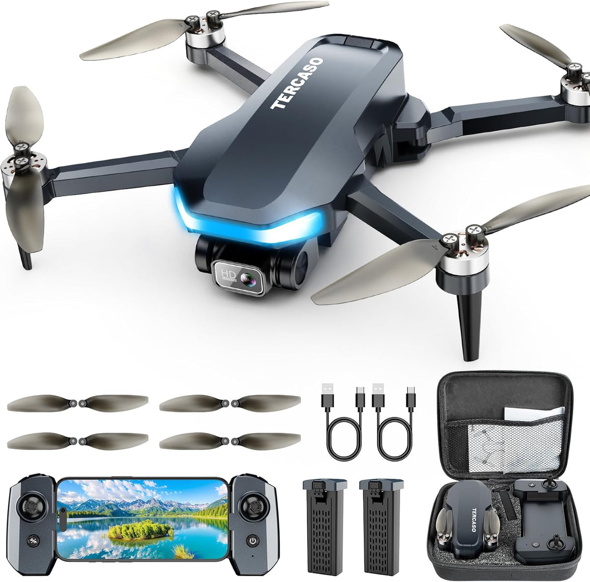Dron con cámara para adultos - Cámara HD 2K FPV Live Video, GPS Dro...
