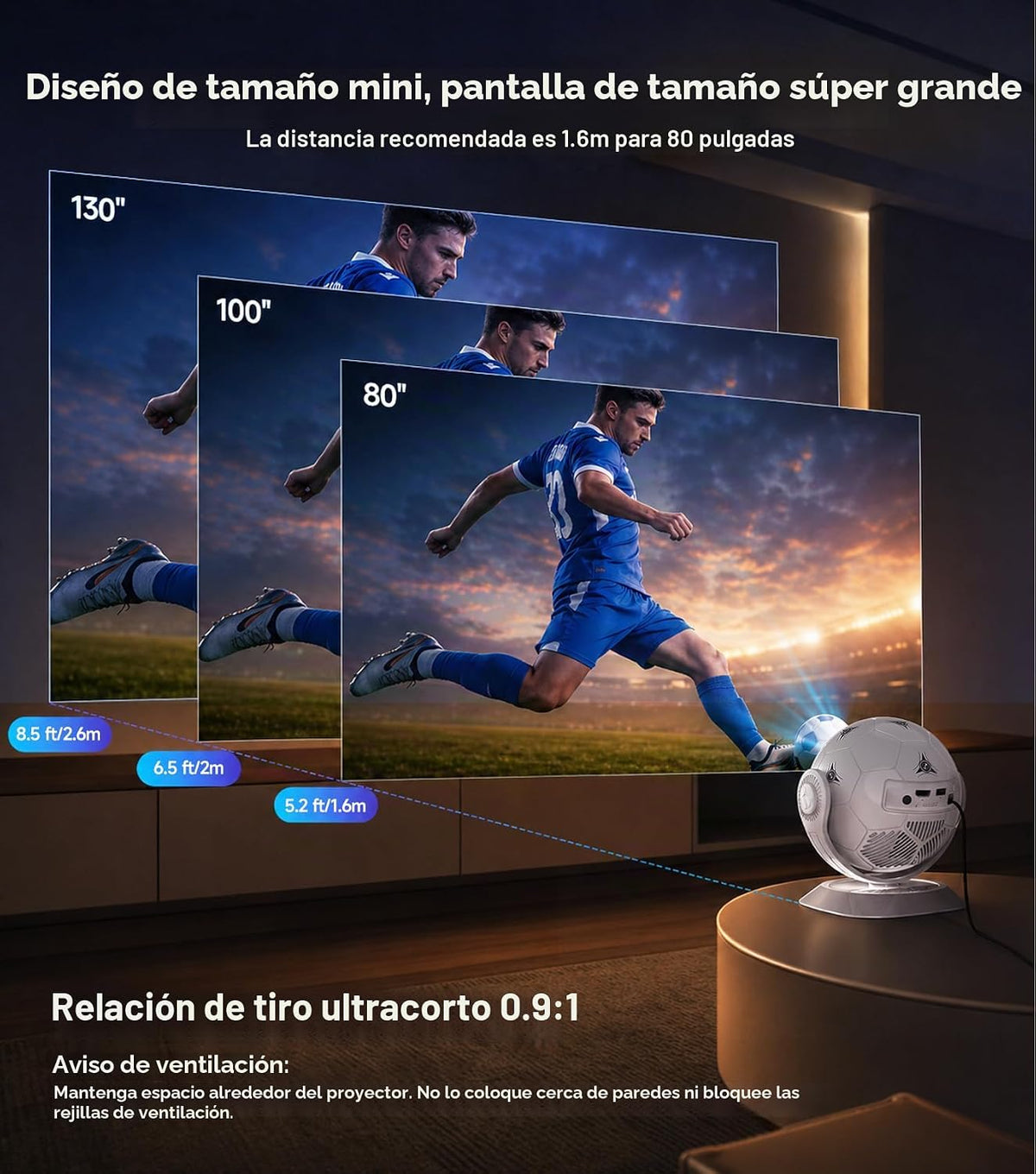 Magcubic Mini proyector con temática de fútbol 2026, soporte 4K And...