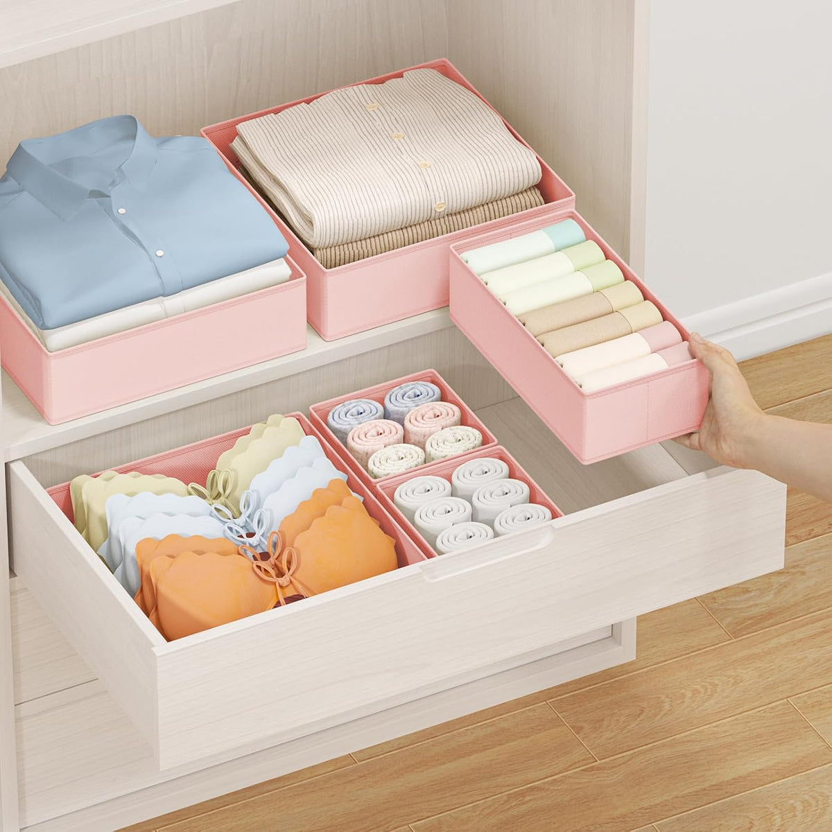 DIMJ Organizador de cajones para almacenamiento de ropa, paquete de...