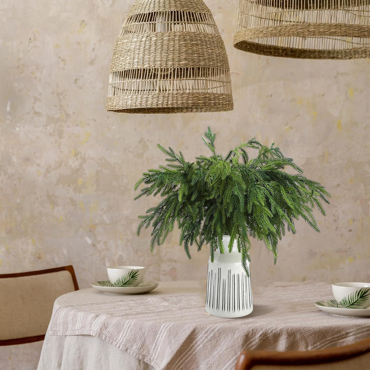 Jutom 12 piezas de ramas de pino Norfolk artificiales de Navidad |...