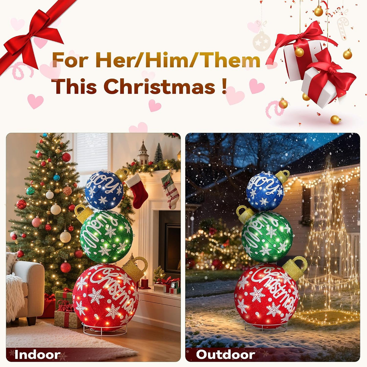 Bola iluminada de 40 pulgadas para decoración navideña al aire libr...