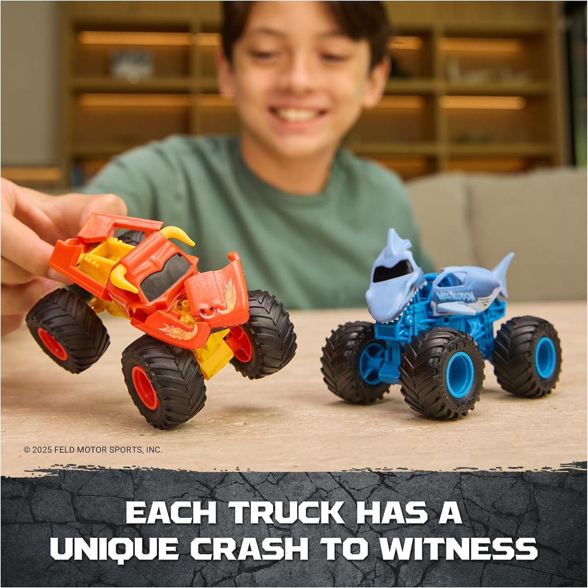 Monster Jam Smash & Bash 2-Pack Monster Trucks, Megalodon &...