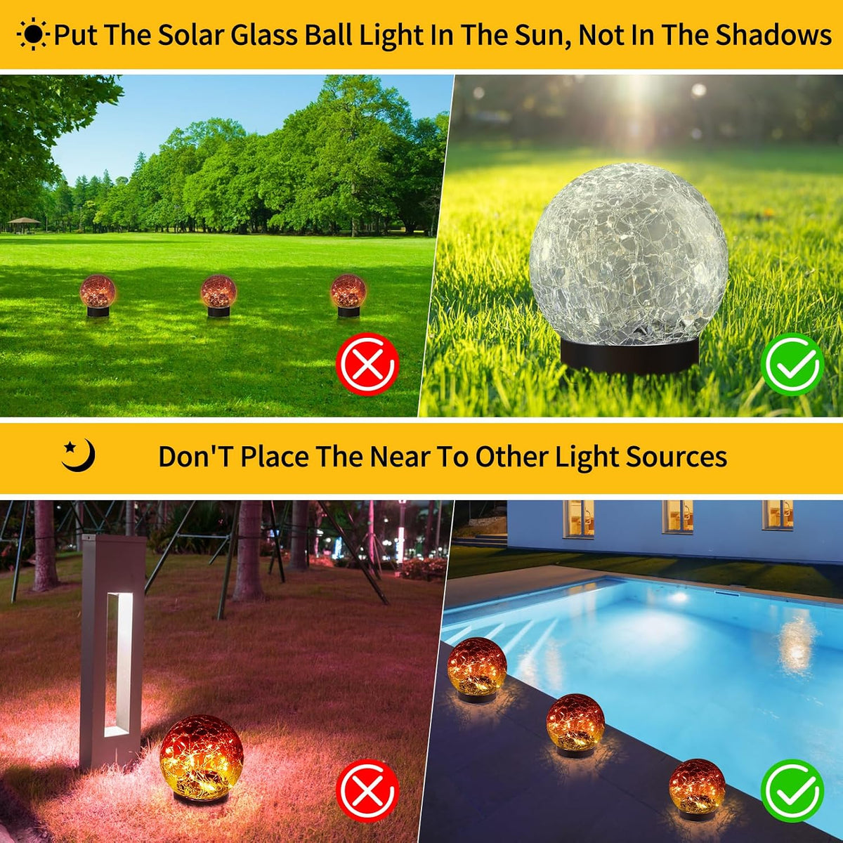 JKIMK Luces solares de globo para exteriores, impermeables, bolas s...