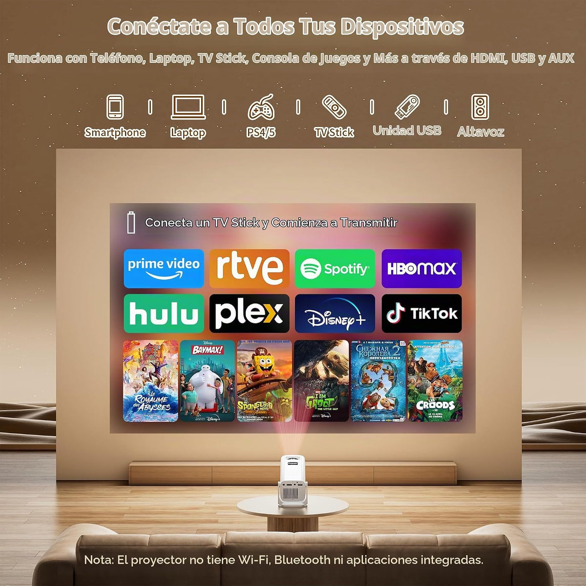 Mini proyector con soporte 4K, proyector portátil de corto alcance...