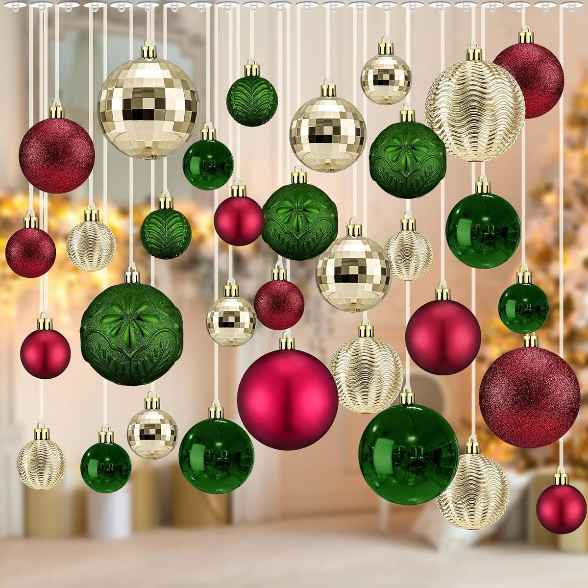 Relaxgiant 36 bolas de Navidad para techo, color clásico | Tamaños...