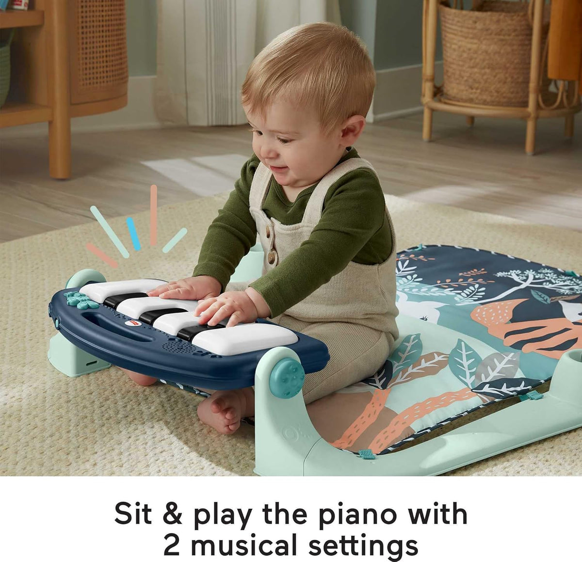 Fisher-Price Alfombra de juego para bebés Kick & Play Piano Gym...