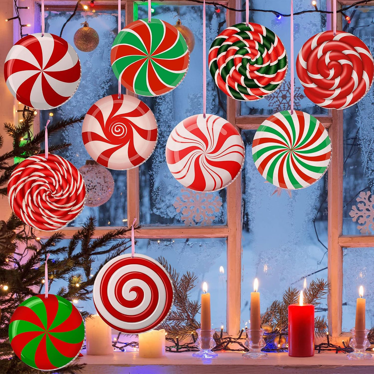 Rtteri 30 piezas de dulces de Navidad para colgar en el patio de 6...