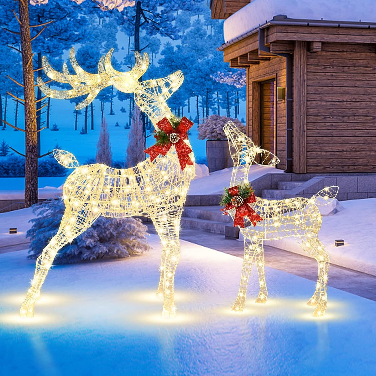 Tangkula Reno navideño iluminado, decoraciones de ciervos 3D para |...