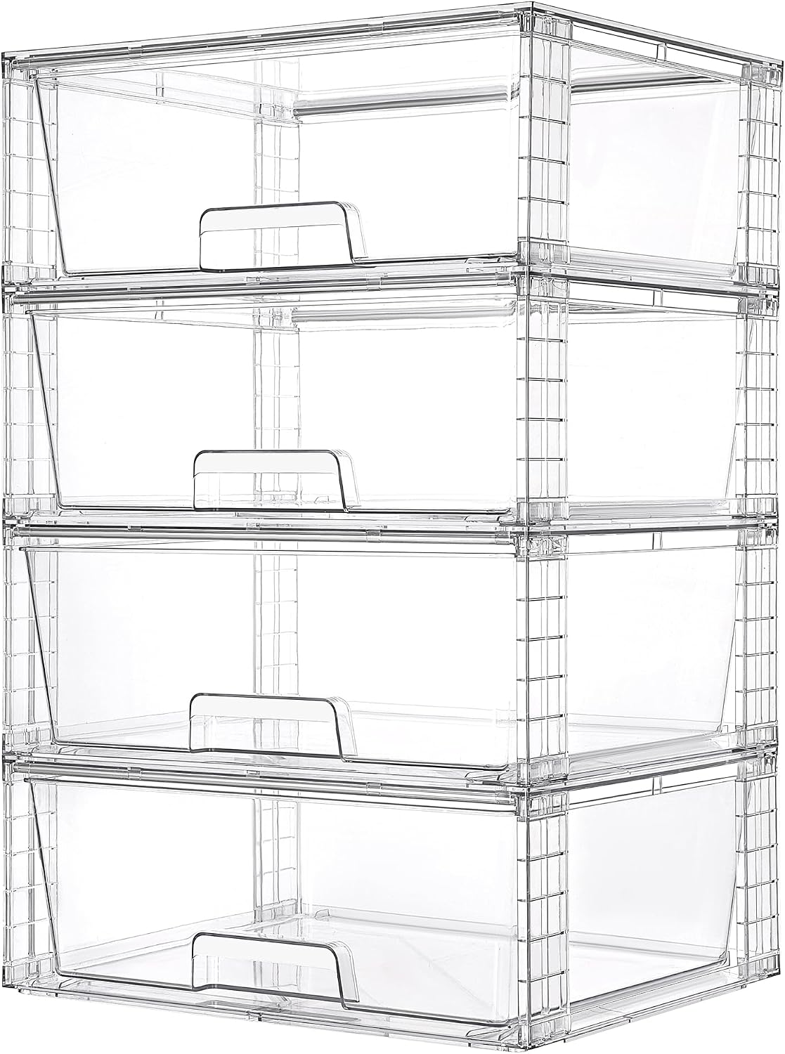 Vtopmart Paquete de 6 cajones de almacenamiento apilables transpare...