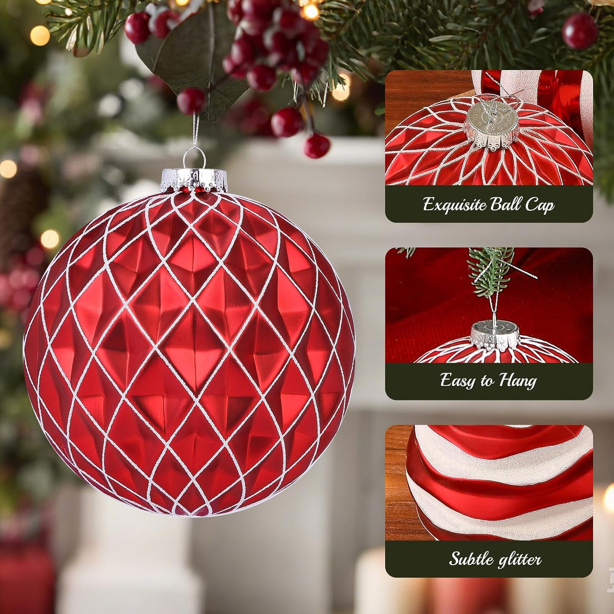 Alupssuc Bolas de Navidad grandes de 6 pulgadas\/5.906 in, 4 unidad...