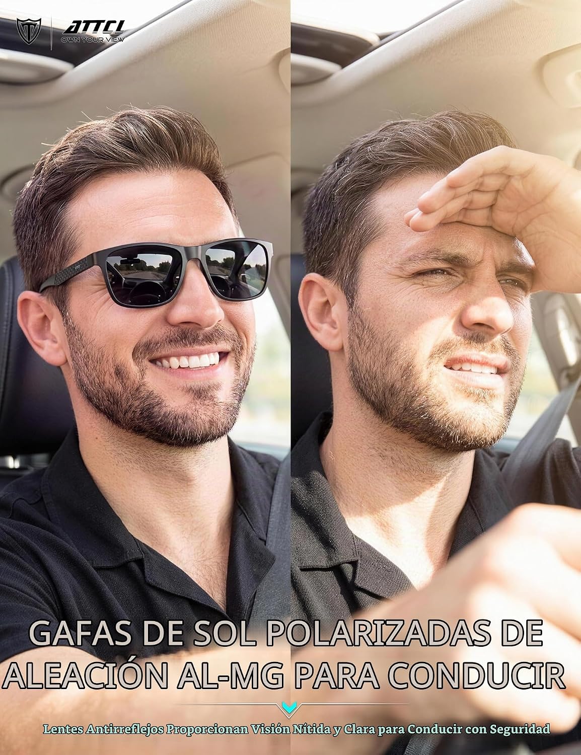 ATTCL Gafas de sol polarizadas para hombre Al-Mg Metal ultraligeras...