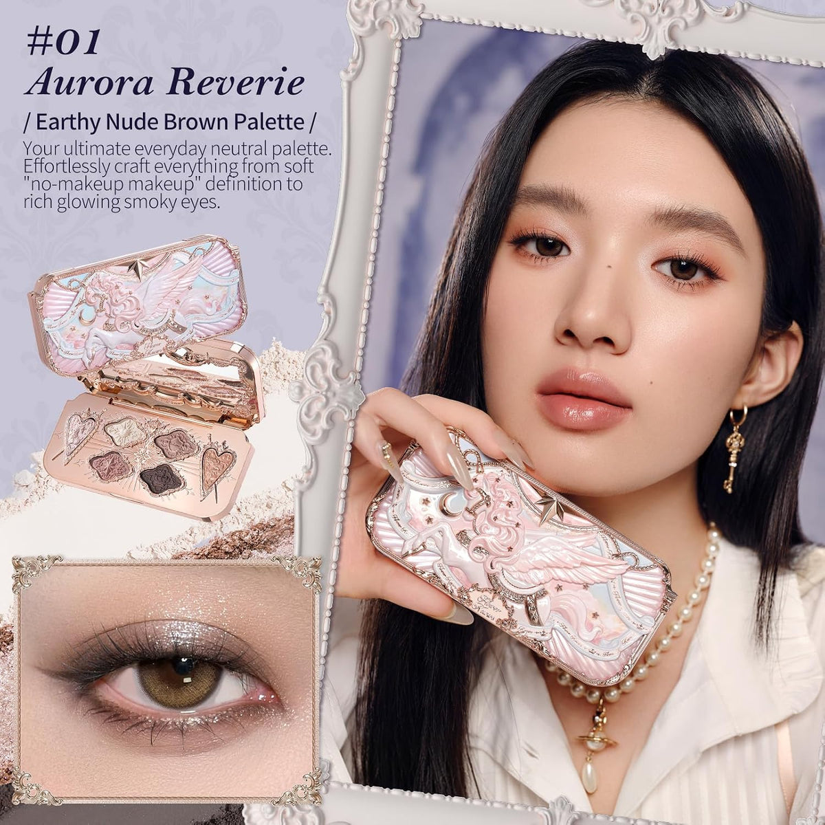Flower Knows Knight Unicorn - Paleta de maquillaje satinado de 6 co...