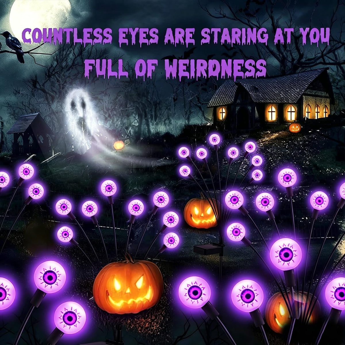ASMAD Decoraciones de Halloween para exteriores, luz solar aterrado...