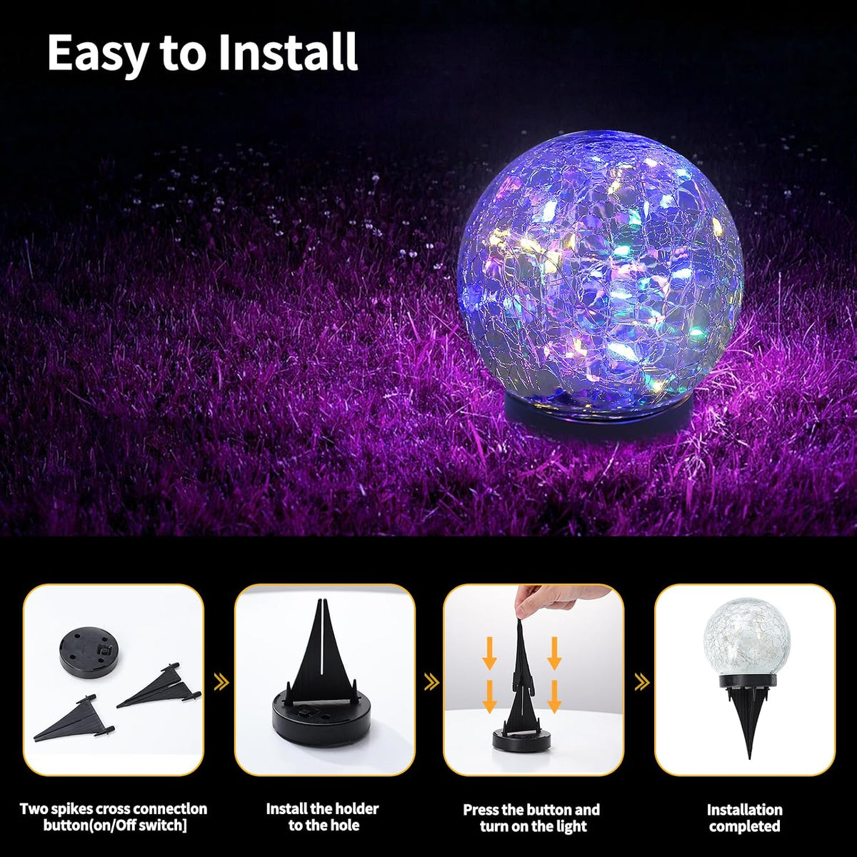 JKIMK Luces solares de globo para exteriores, impermeables, bolas s...