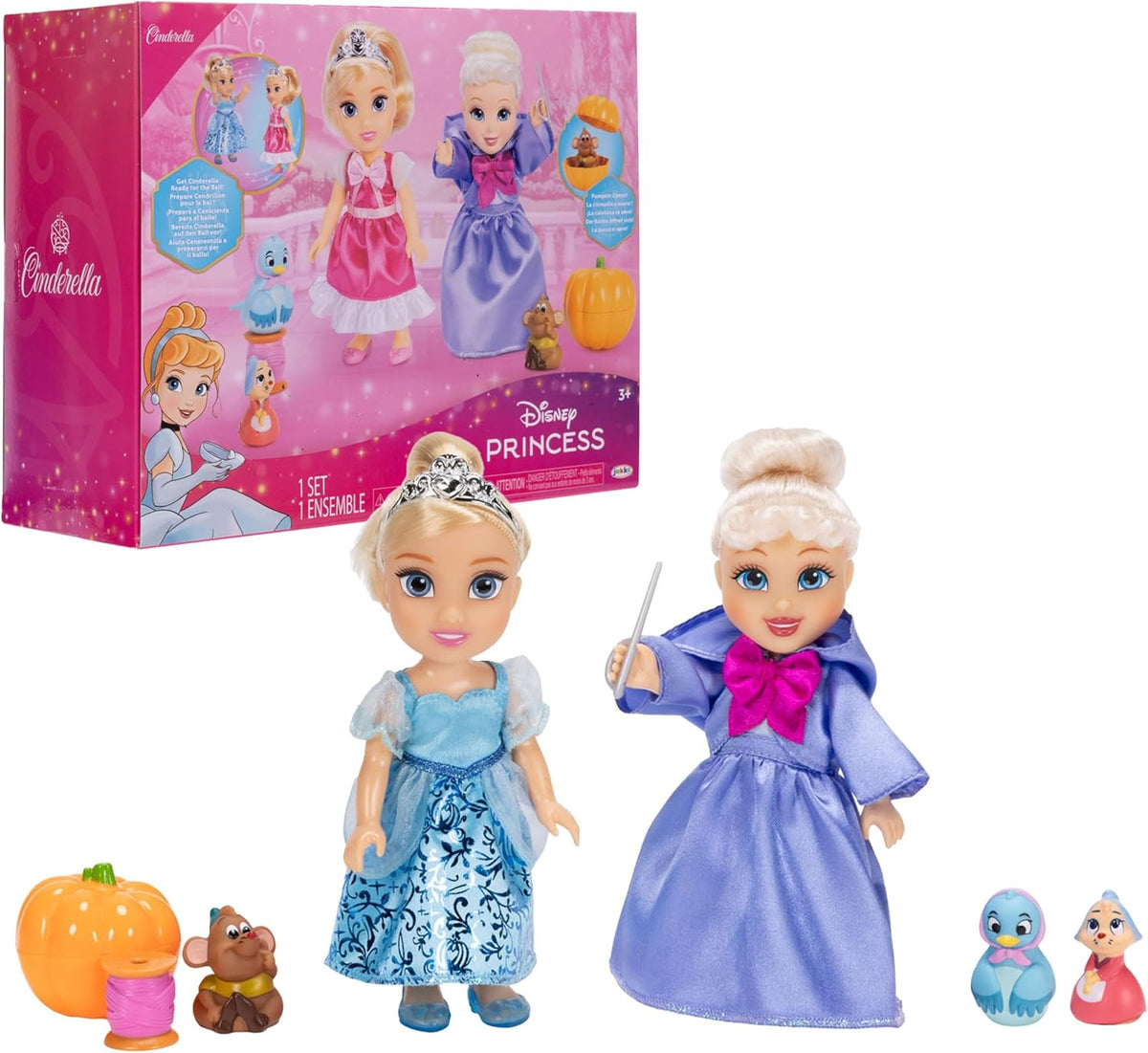 Disney Princess Cenicienta y Hada Madrina Juego de 8 piezas de muñe...