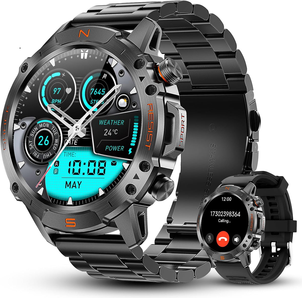 Reloj inteligente resistente para hombres, resistente al agua hasta...