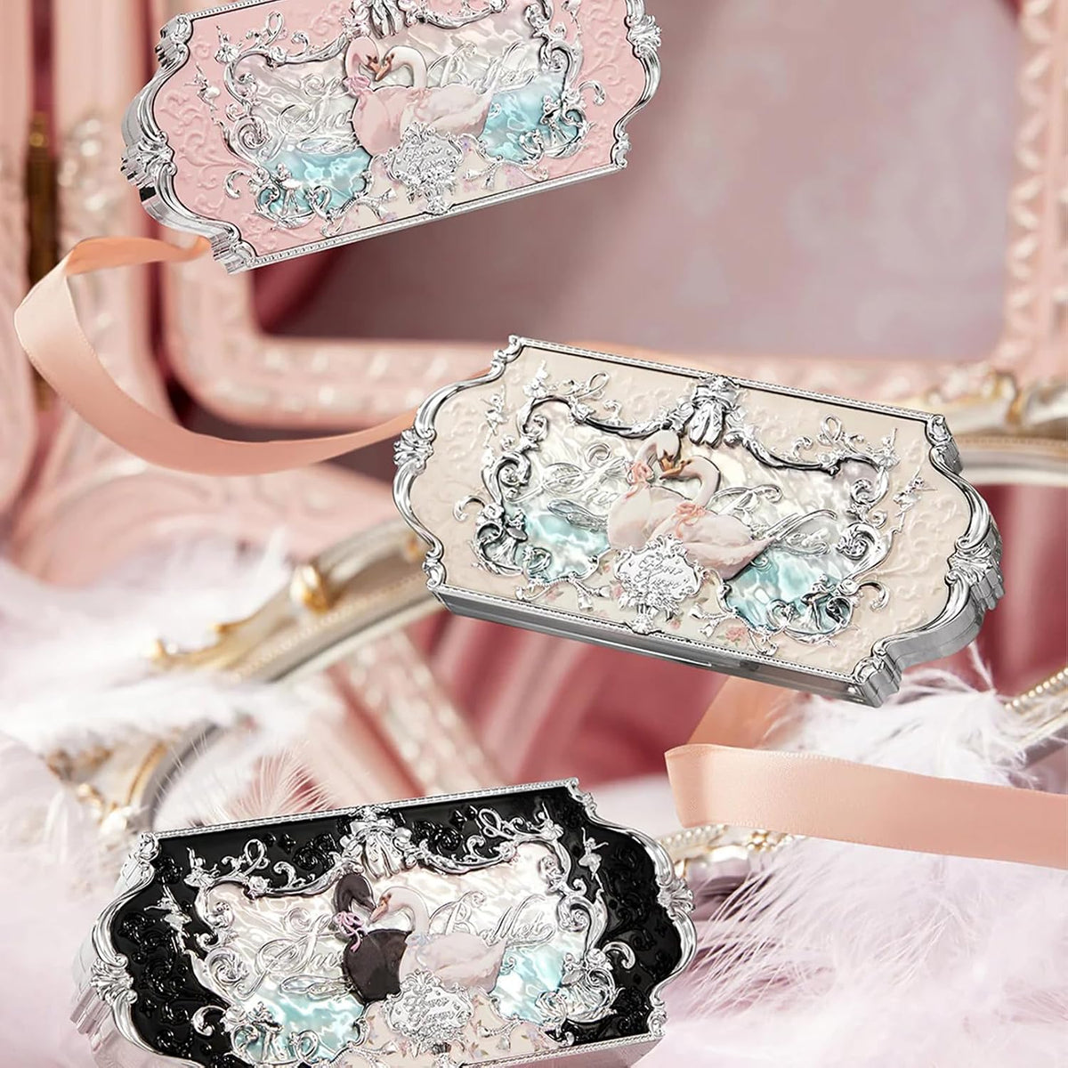 Flower Knows Swan Ballet Paleta de maquillaje de 6 colores con pinc...