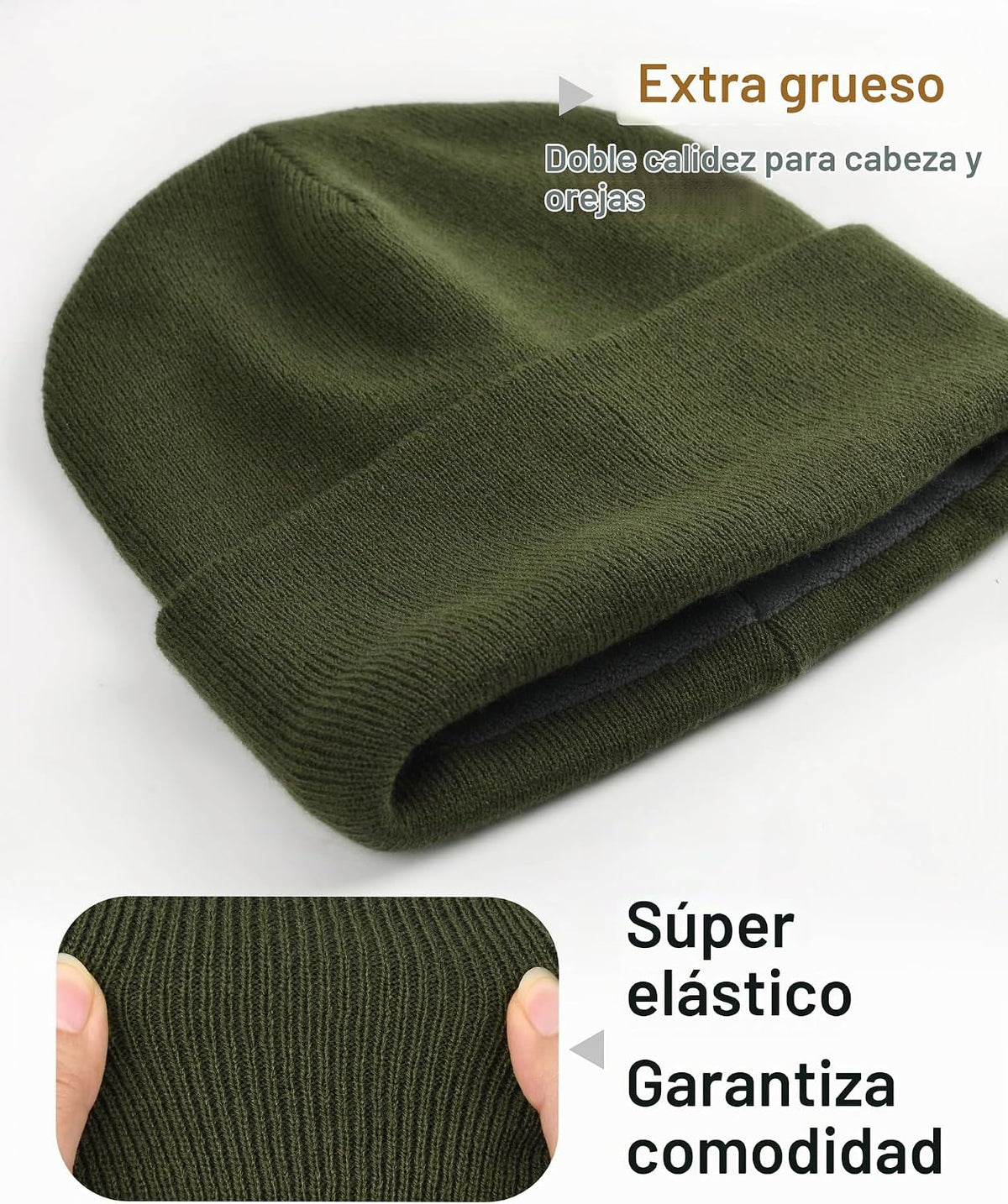 FURTALK Gorro de invierno con forro polar para hombre, doble capa,...