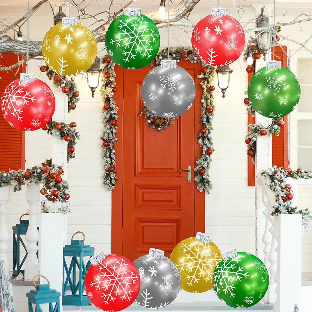 YHFUISK 10 piezas de decoraciones navideñas para exteriores, copos...
