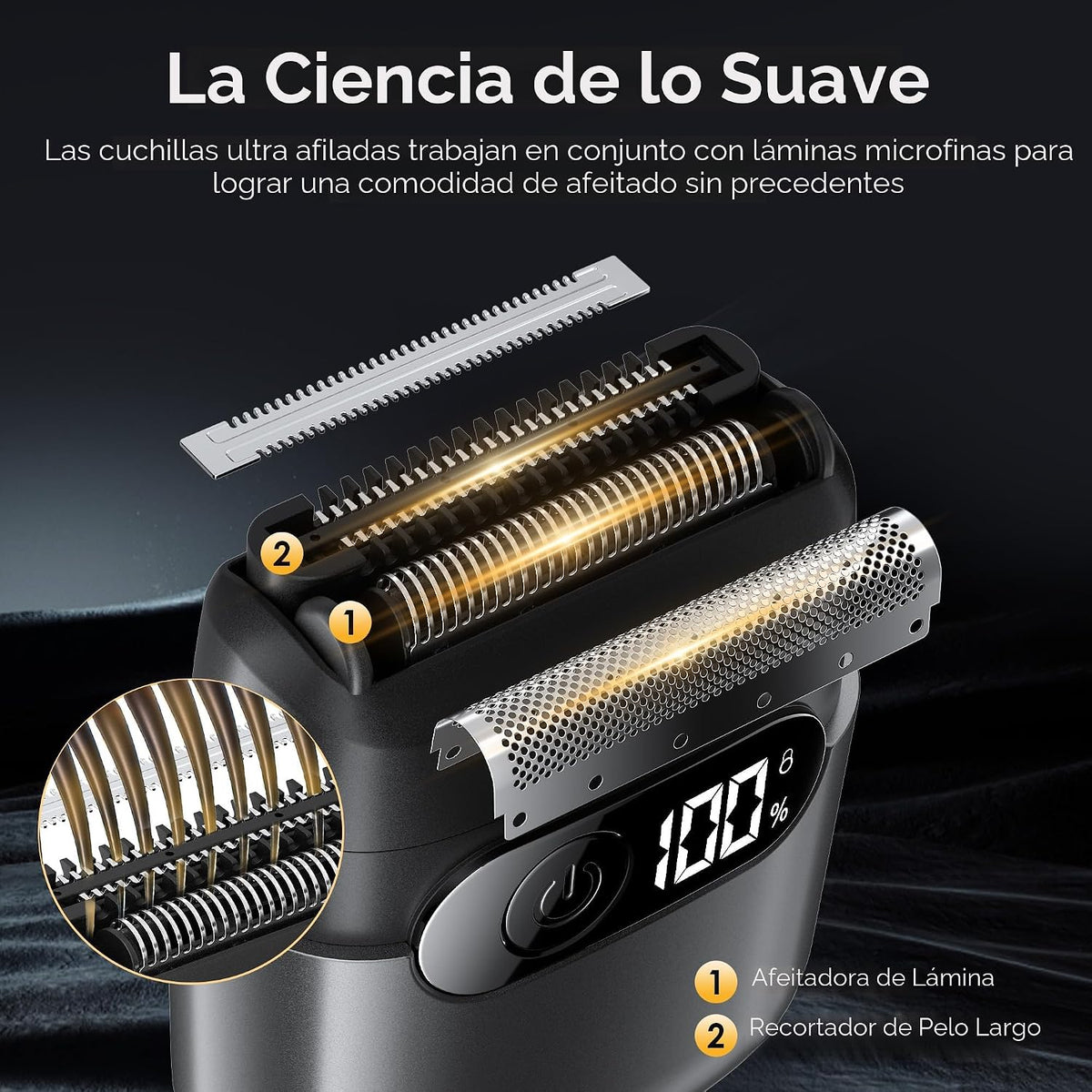Maquinilla de afeitar eléctrica para hombres, afeitadora de alumini...