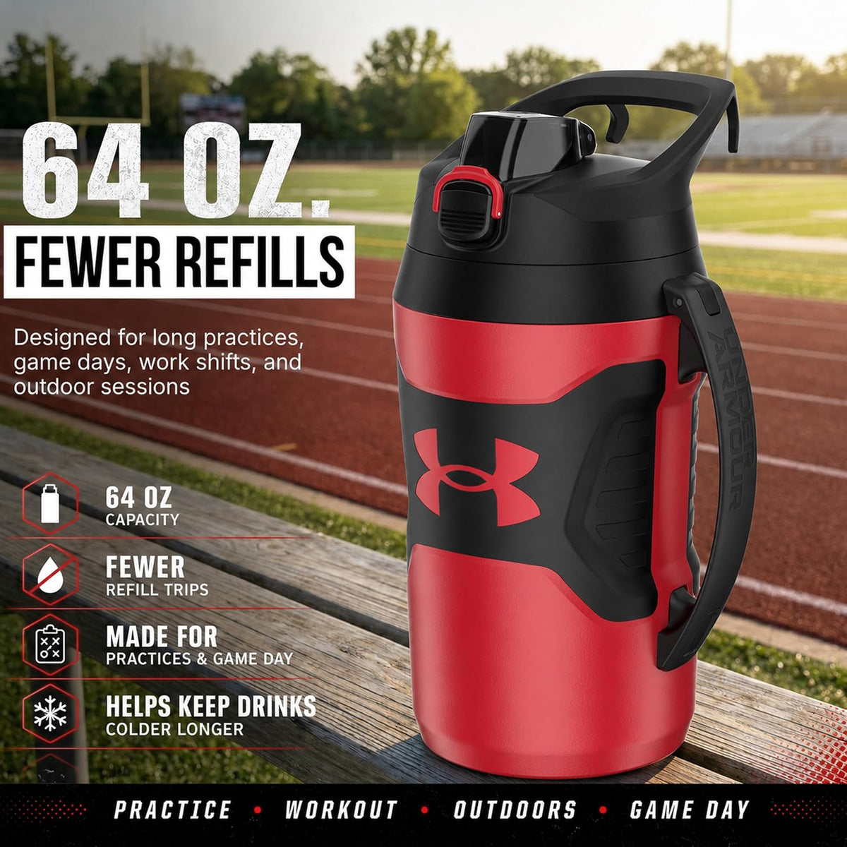 Under Armour Botella de agua aislada con asa y gancho para cerca, j...