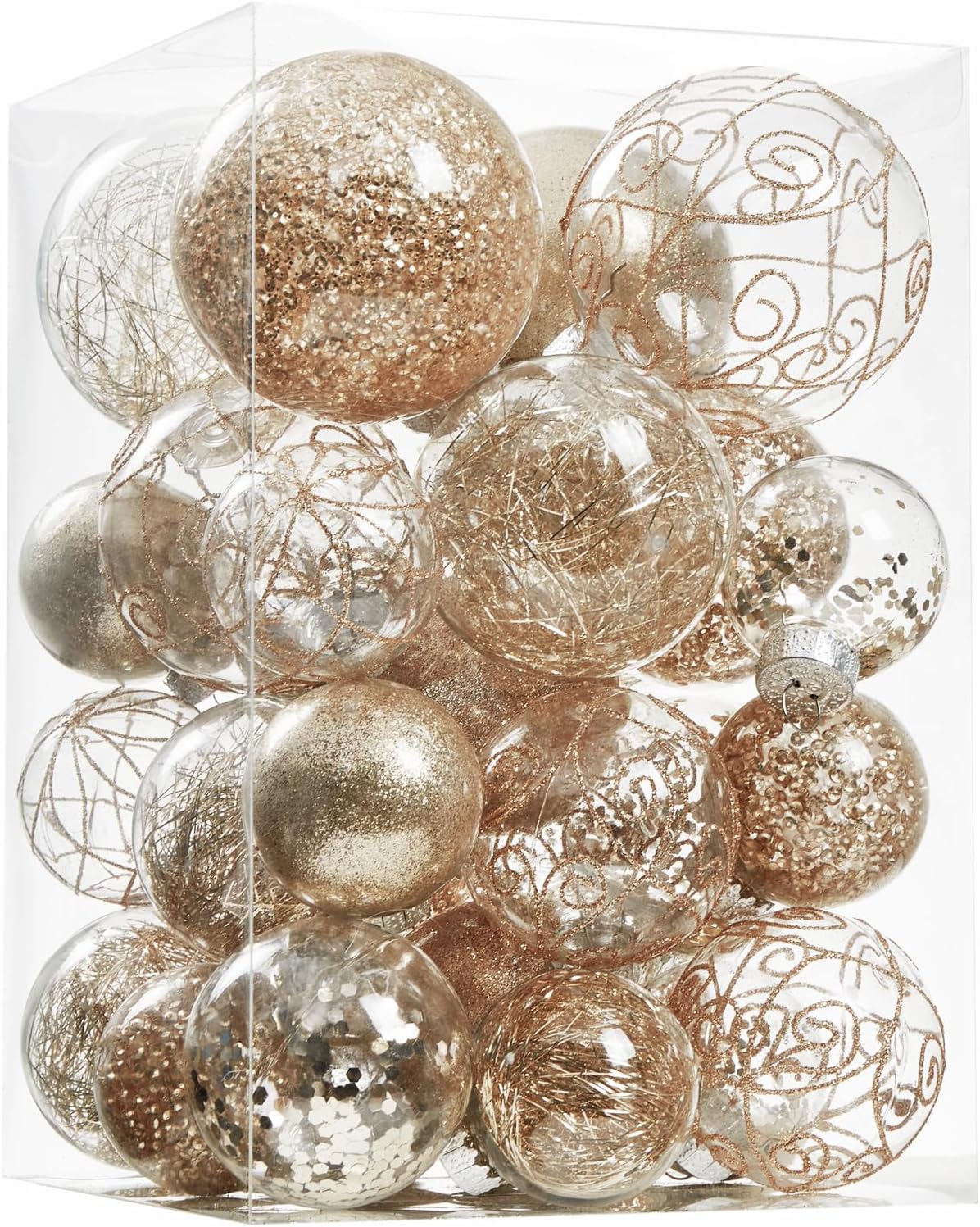 Wironlst Adornos de Bolas Navideñas de Plástico Transparente Inasti...