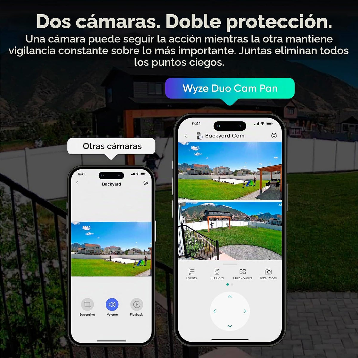 WYZE Duo Cam Pan, paquete de 2 unidades, para interiores y exterior...