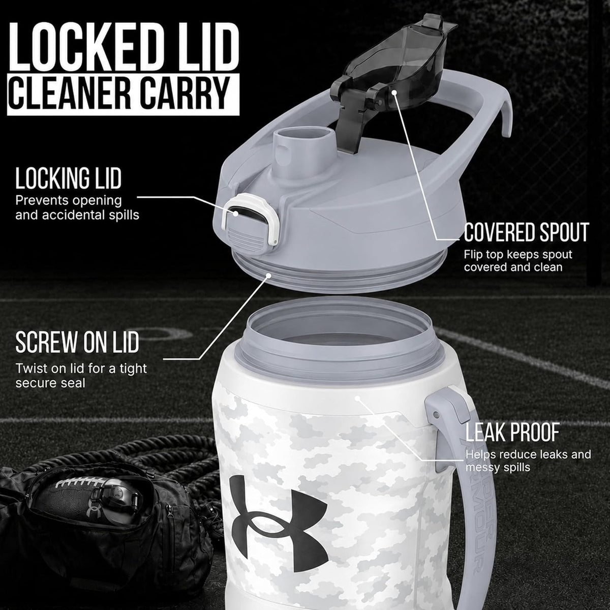 Under Armour Botella de agua aislada con asa y gancho para cerca, j...
