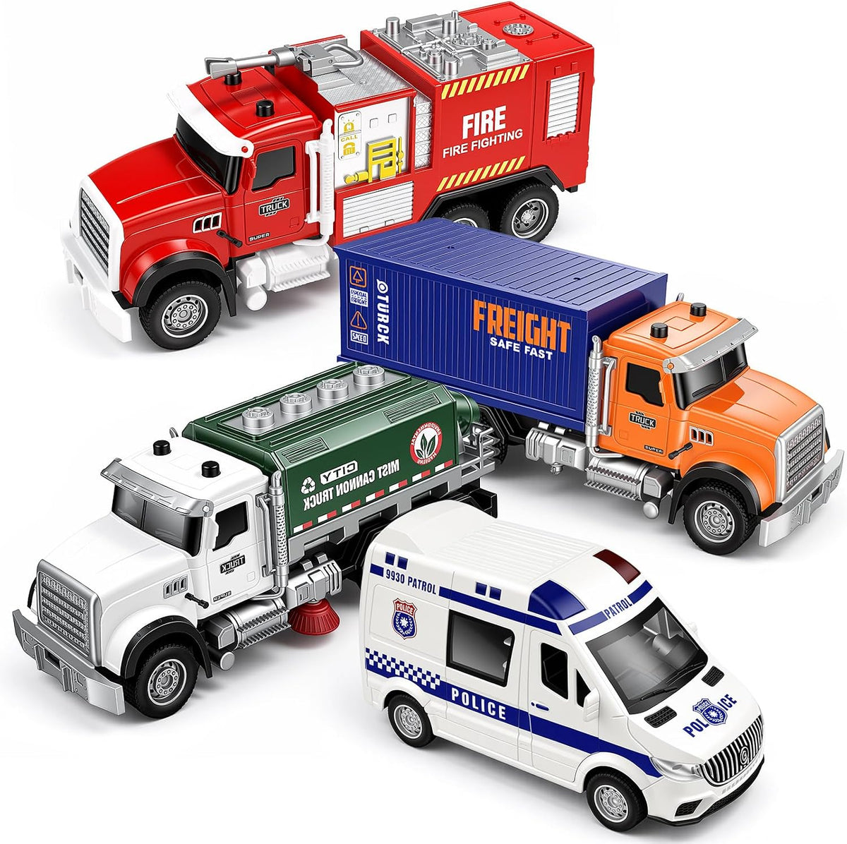 BOFIDAR Paquete de 4 camiones de bomberos y vehículos urbanos de ju...