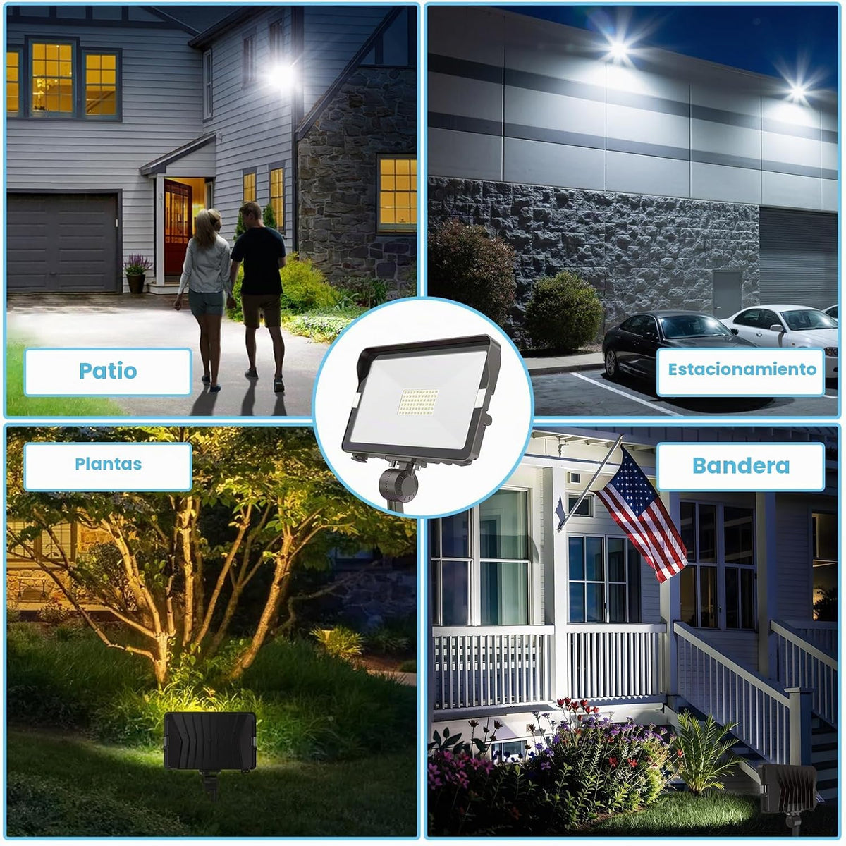 HYPERLITE Paquete de 2 luces LED de 50 W para exteriores con soport...