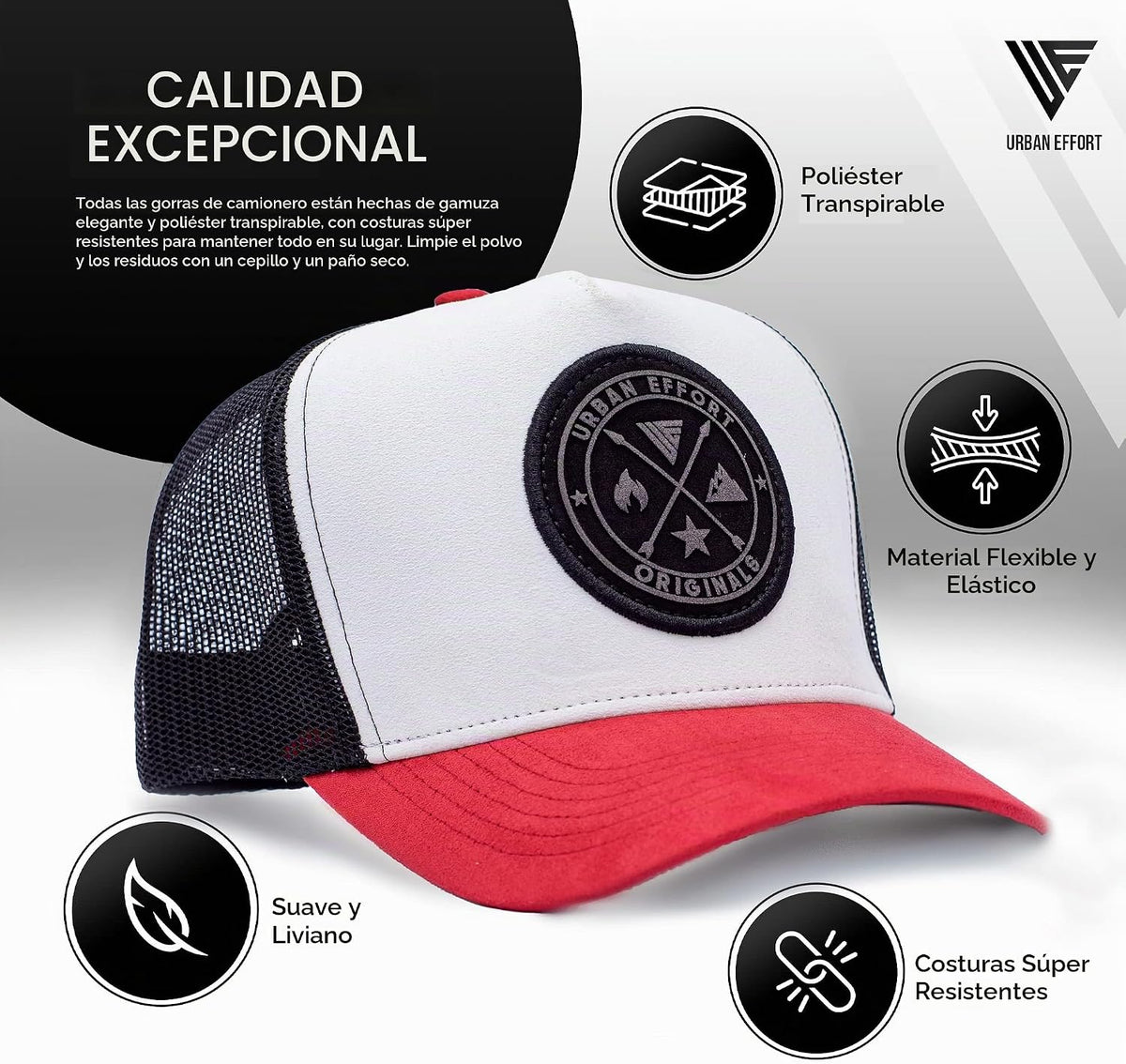 Urban Effort Trucker Hat para hombre – Gorra de béisbol con parte t...