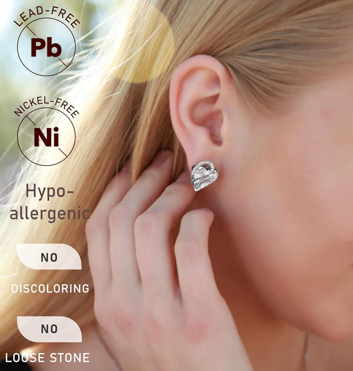 Leafael - Aretes de tuerca de cristal con piedra natal de corazón i...