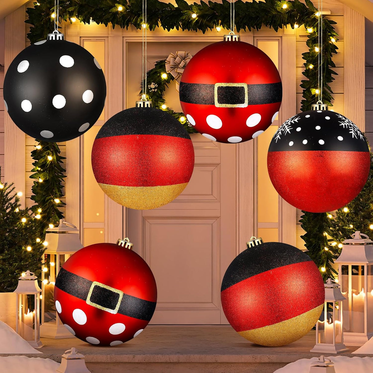 Tigeen 4 bolas de Navidad de ratón grande de 6 pulgadas para decora...