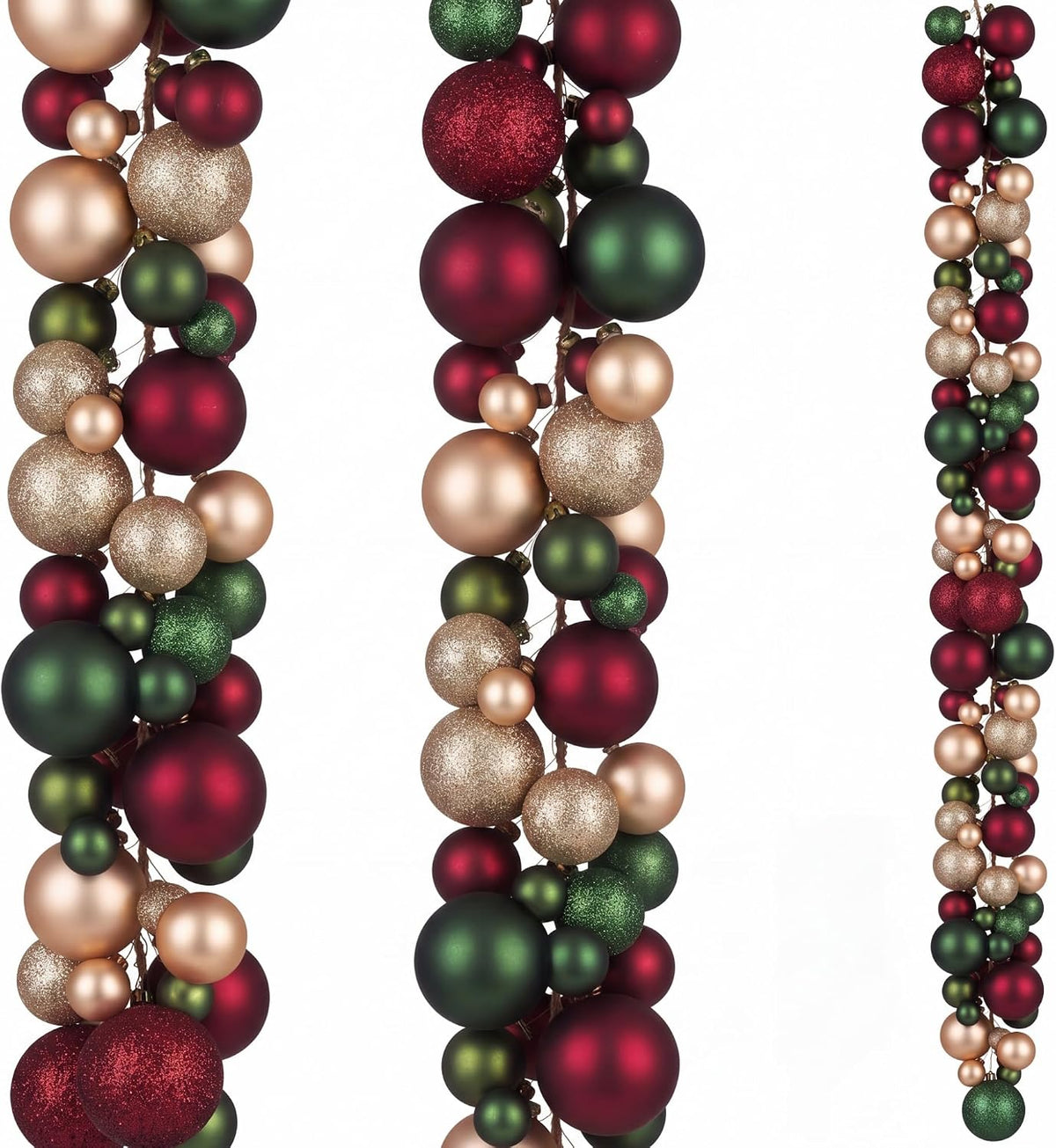 Yuxung 2 guirnaldas decorativas de bolas de Navidad de 6 pies, retr...